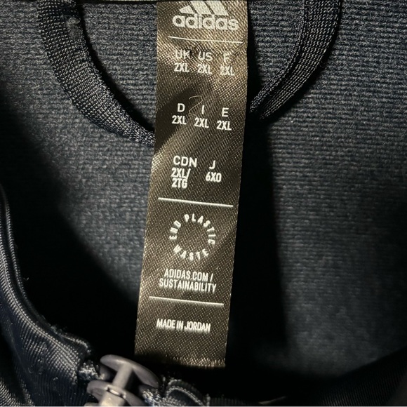 Adidas Full Zip Jacket with Pockets Navy Blue and White 2XL - Picture 3 of 3